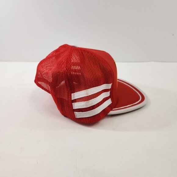 Miami Vice Police Patch 3 Stripe Trucker Hat Mesh Vtg 80s Red Snapback Cap - Picture 4 of 9